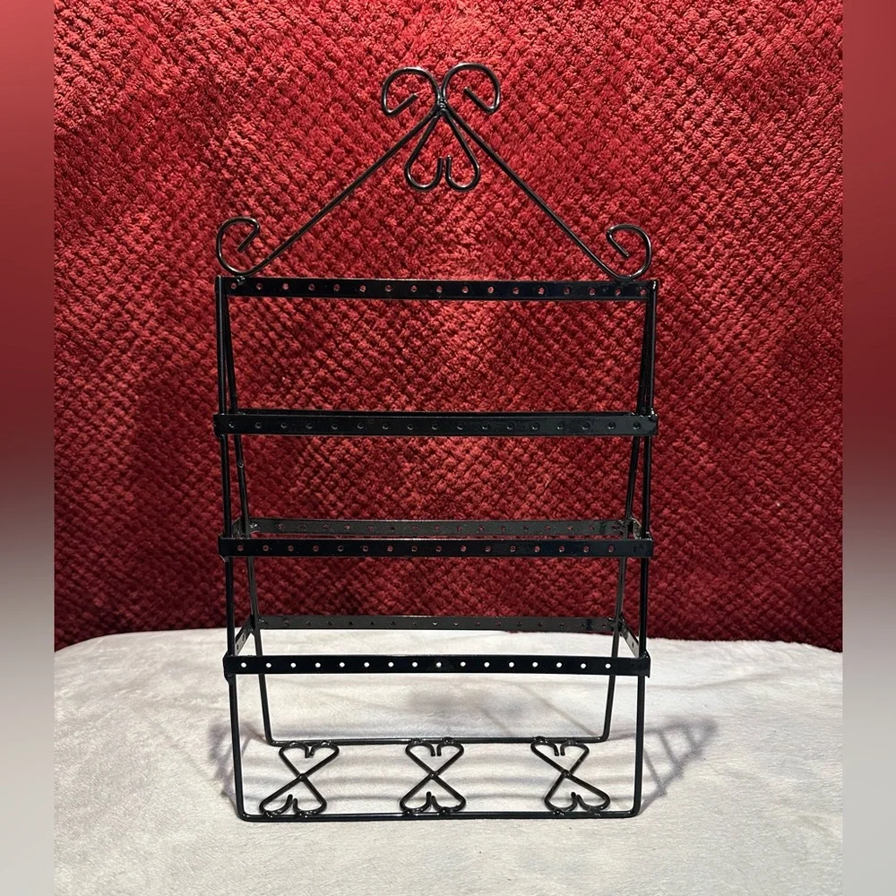 4 Layer, Double-side Earring Holder Stand. Holds Necklaces&56 Pairs Of Earrings